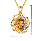 Real 18K Gold 2 Carats Topaz Pendant Women Luxury
