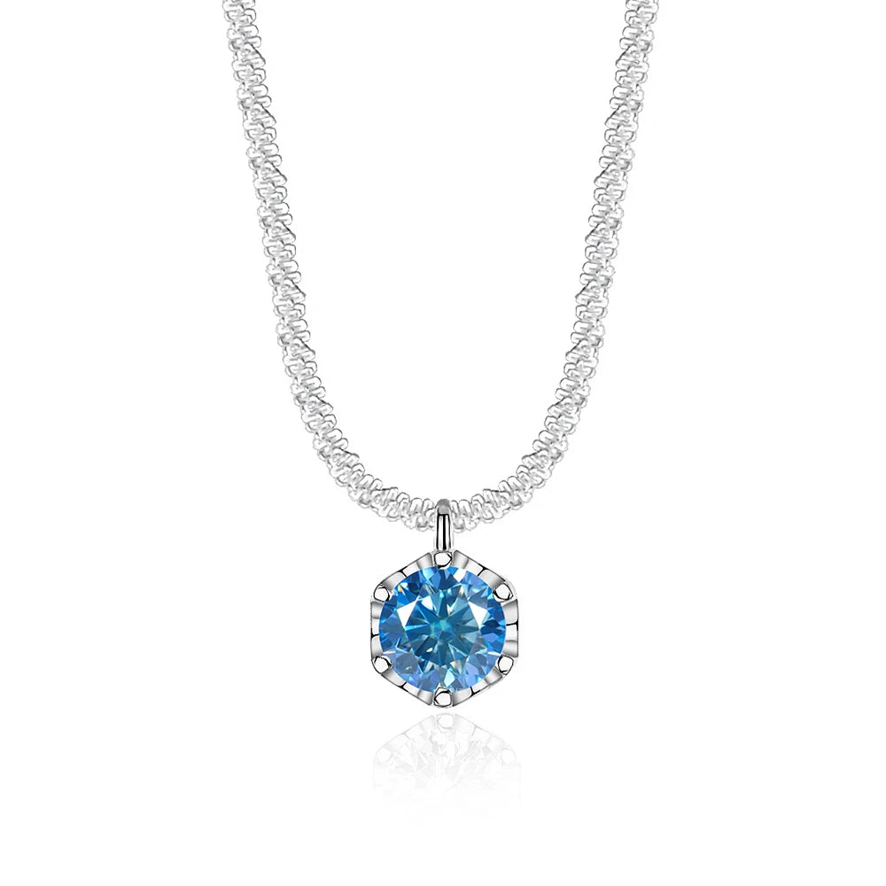 Luxury 1CT GRA Sparkling Moissanite Diamond White - Royal Blue / 40 plus 5cm / 1ct silver|China Mainland