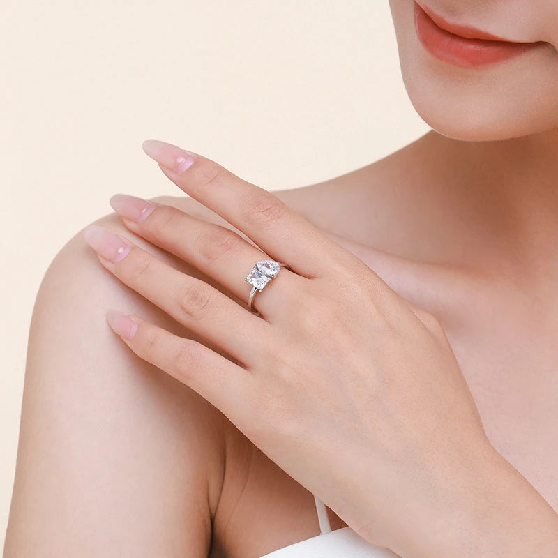 925 Sterling Silver 2-Carat Moissanite Double