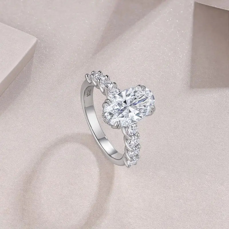 Super Flash 3ct 7x12MM Elliptical Moissanite Ring