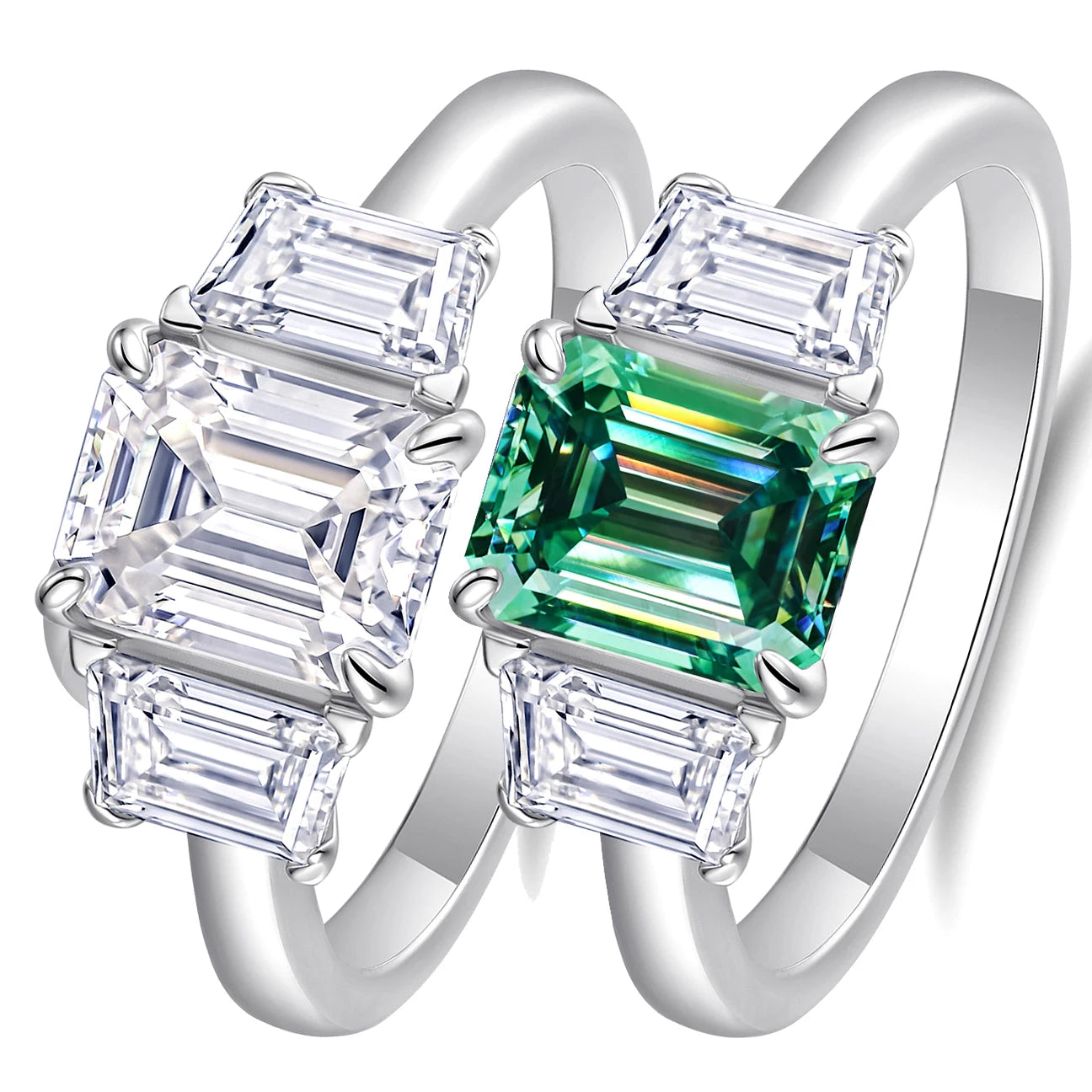 Shining 2.0ct 6x8MM Emerald Cut Moissanite Ring