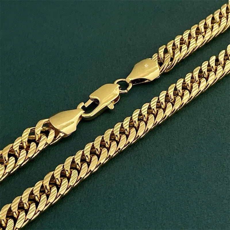 Men'S 10MM 60CM Sideways Carved Chain, 24K Gold,
