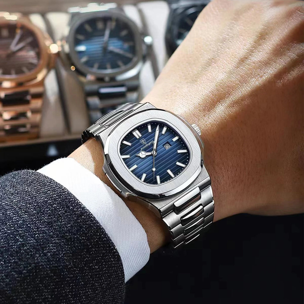 POEDAGAR Luxury Square Men Wristwatch Waterproof