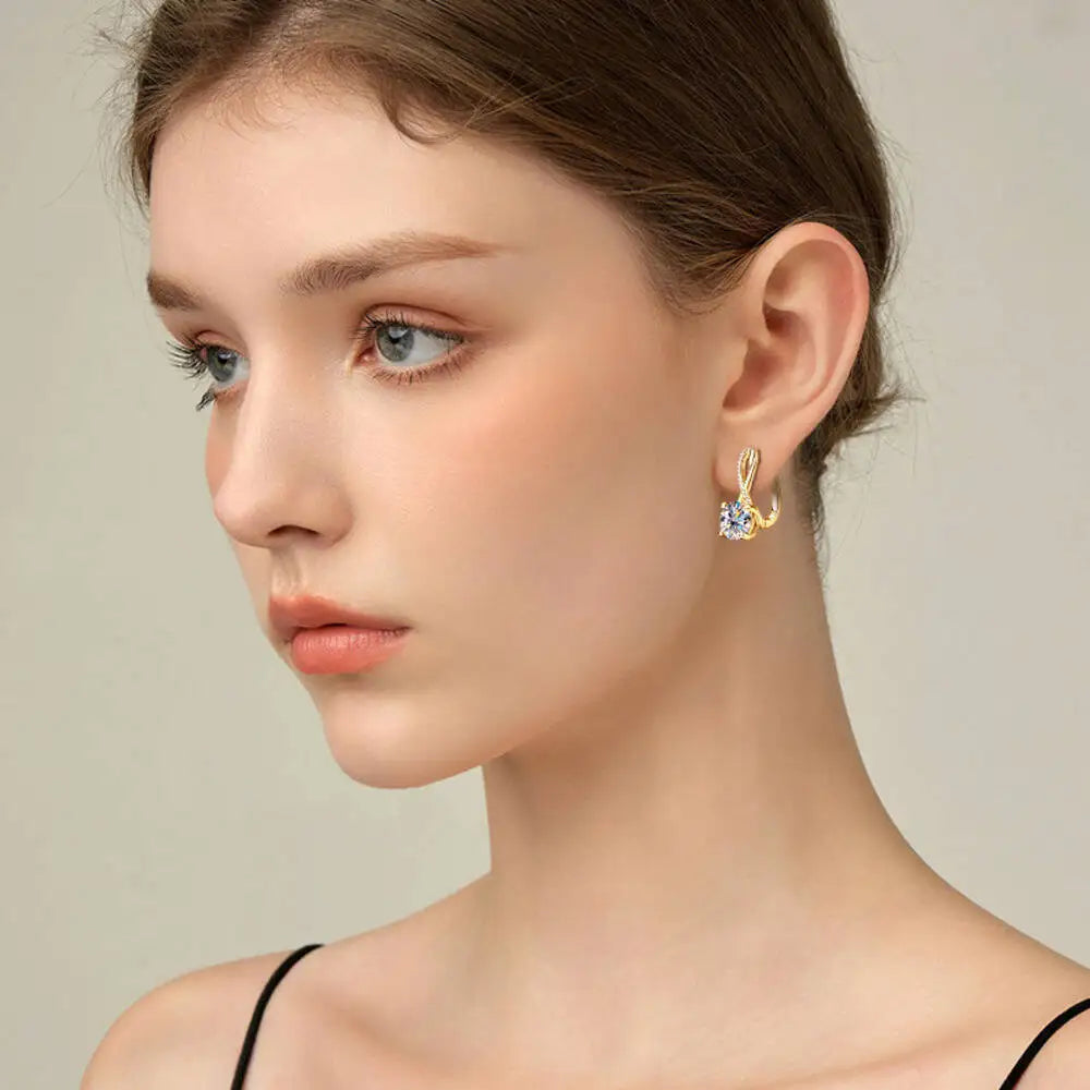 Taoyu D2.0CT Moissanite Drop Hie Earrings Real Silver