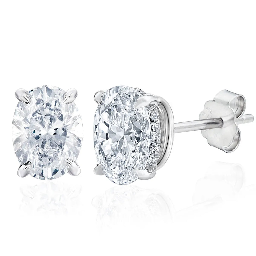 Dezo Total 4 Carats Oval Cut Moissanite Earring