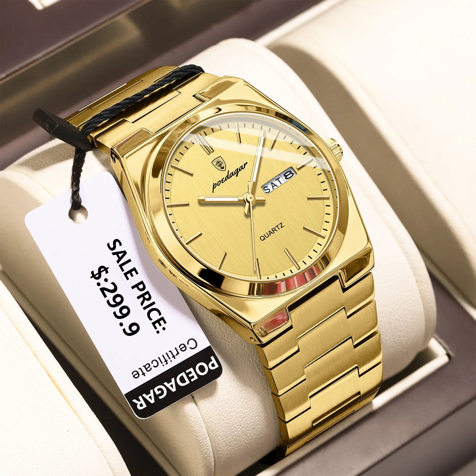 POEDAGAR Luxury Men's Watches Waterproof Luminous Date - 930 Gold Gold