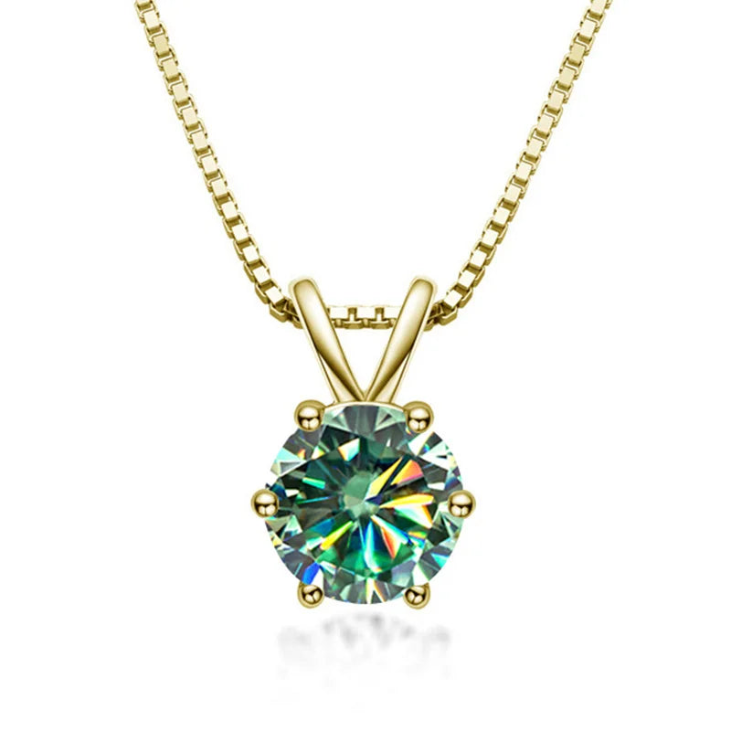 Bague Ringen 100% 925 Sterling Silver 1ct Moissanite - Blue Green gold