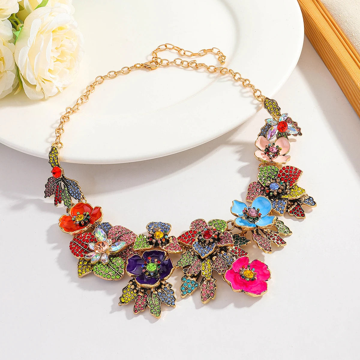 Vedawas 2026 Spring Fashion Alloy Flowers Necklace