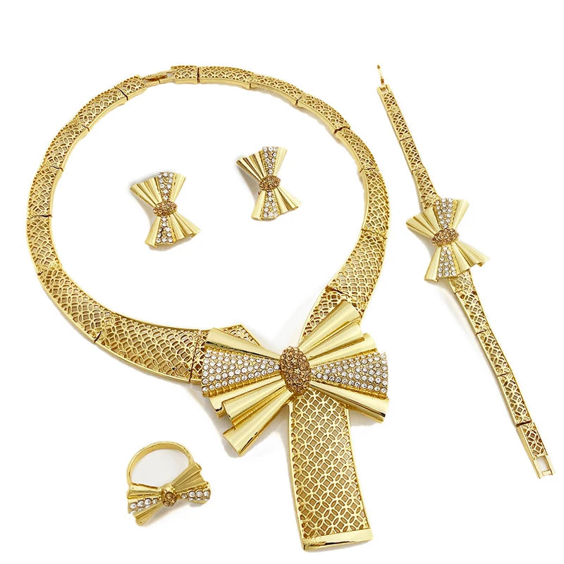 Italy 18k Gold Plated Women Jewelry Set Classic