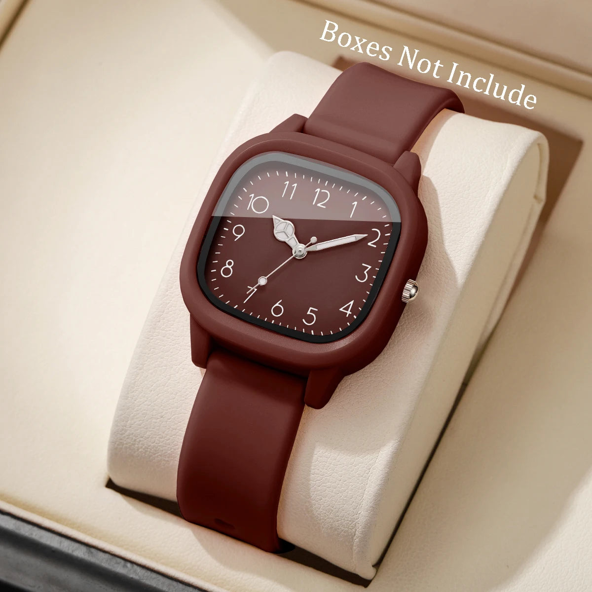 1/3/10PCS Fashion Silicone Band Women Quartz Watches - Brown Face No Box