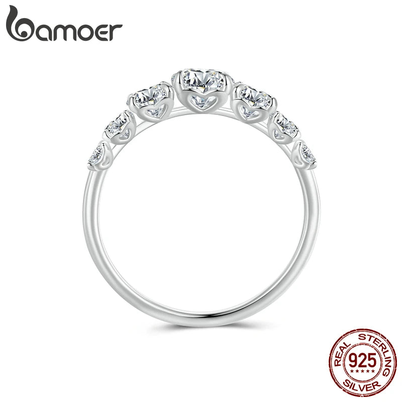 Bamoer Moissanite Ring Heart Setting D Color VVS1 EX