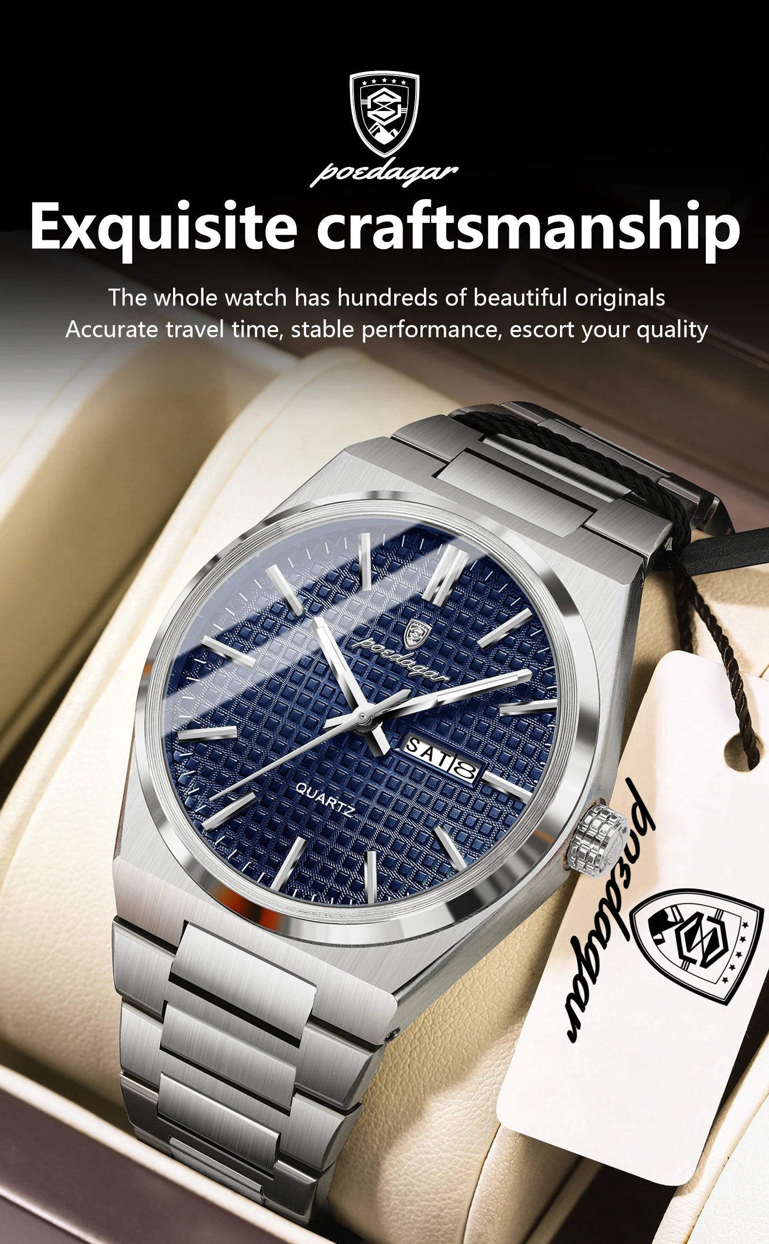 Poedagar Original Luxury Men Clock Waterproof