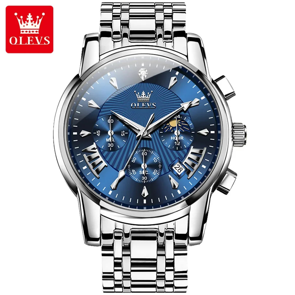 Olevs Men's Quartz Watches Top Brand Stainless
