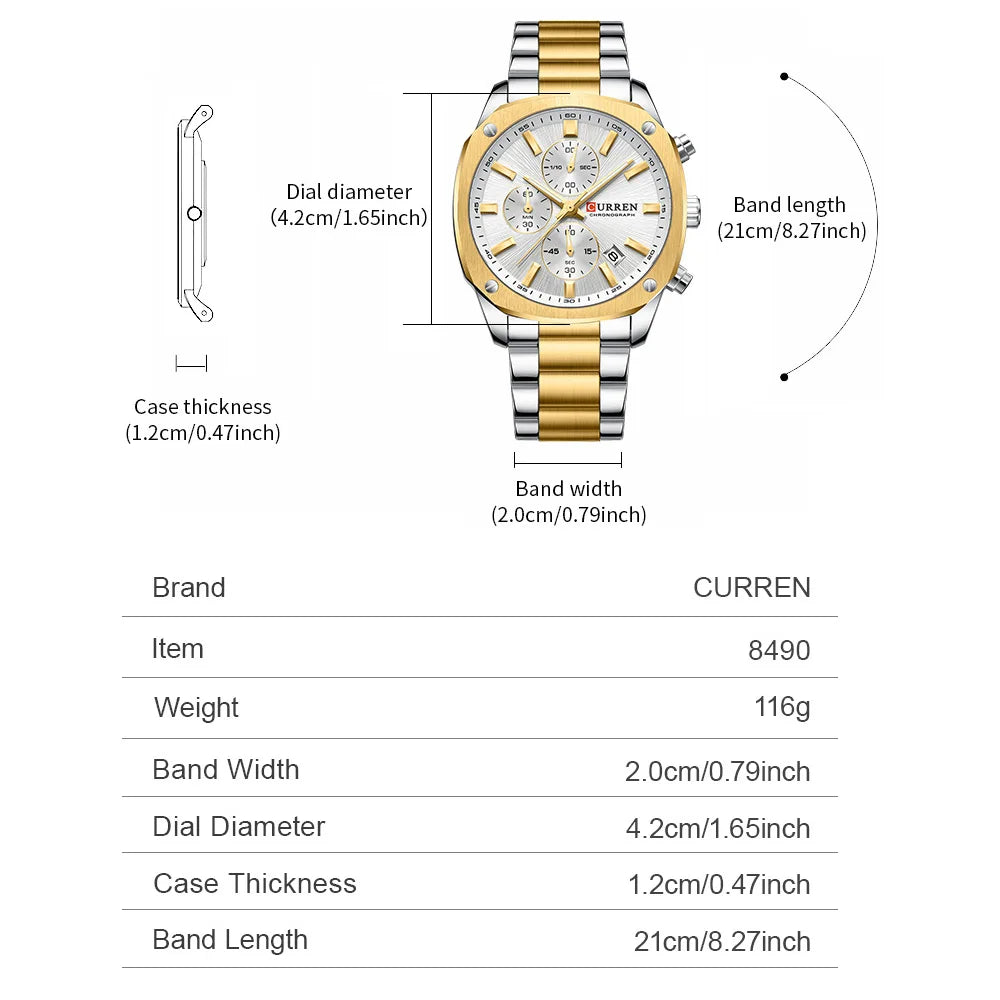 CURREN Men's 42mm Sport Chronograph Steel Watch