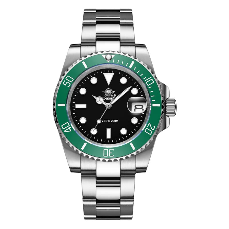 ADDIESDIVE Stainless Steel Watch Men's European and - green black steel