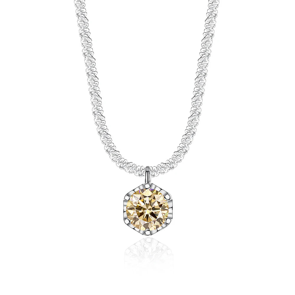 Luxury 1CT GRA Sparkling Moissanite Diamond White - Light Yellow / 40 plus 5cm / 1ct silver|China Mainland