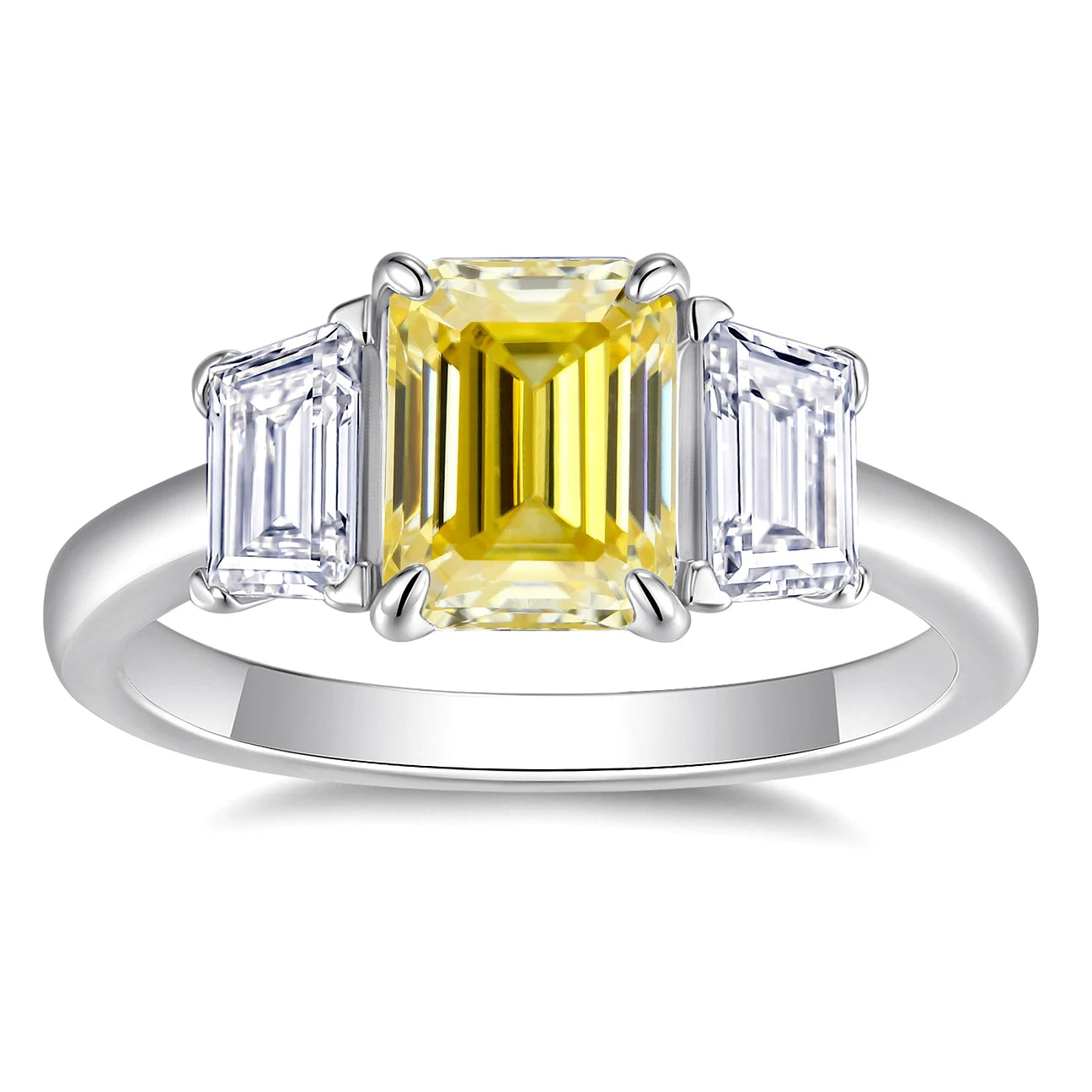 Shining 2.0ct 6x8MM Emerald Cut Moissanite Ring