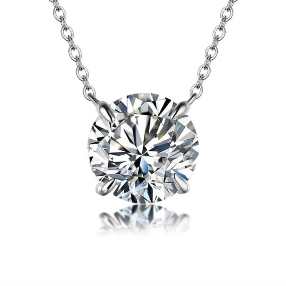 Moissanite Dia 6.5mm 0.5-5CT Woman Pendant Sier - White rhodium plated / 2CT VVSI1 8mm / With Certificate, White rhodium plated / 0.5CT VVSI1 5mm / With Certificate, White rhodium plated / 1CT VVSI1 6.5mm / With Certificate, White rhodium plated / 3CT VVSI1 9mm / With Certificate, White rhodium plated / 5CT VVSI1 11mm / With Certificate