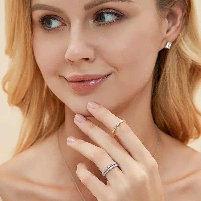Lnngy Certified 2MM Moissanite Half Eternity Ring