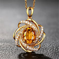 Real 18K Gold 2 Carats Topaz Pendant Women Luxury - YELLOW