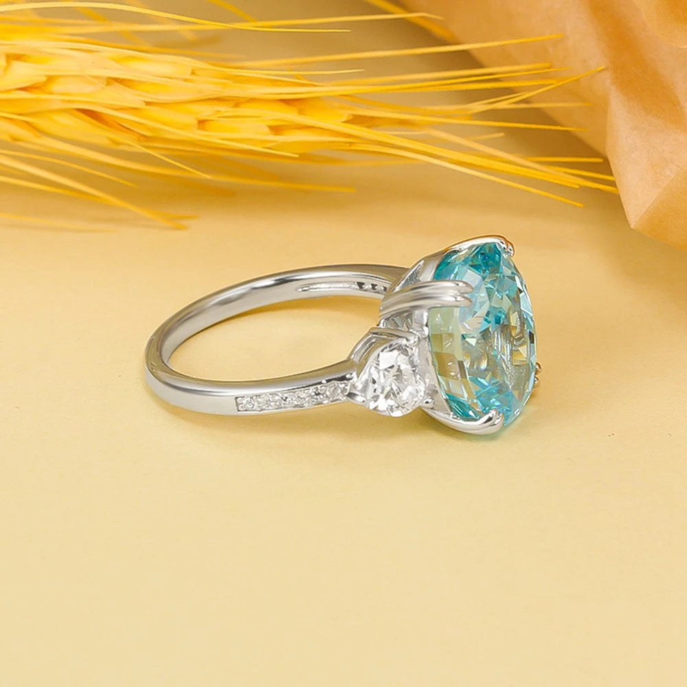 Vinregem 10*12MM Oval Cut Aquamarine High Carbon