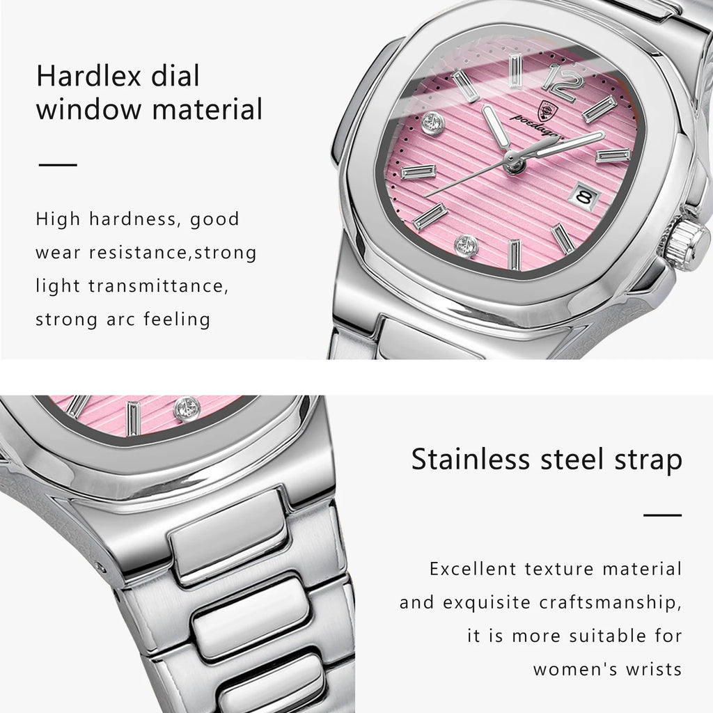 POEDAGAR Square Fashion Woman Wristwatch Luminous