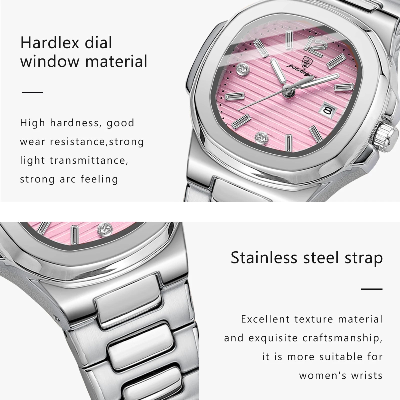 POEDAGAR Square Fashion Woman Wristwatch Luminous