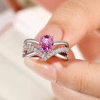 Real 1.5ct Pink Moissanite Wide Ring for Women