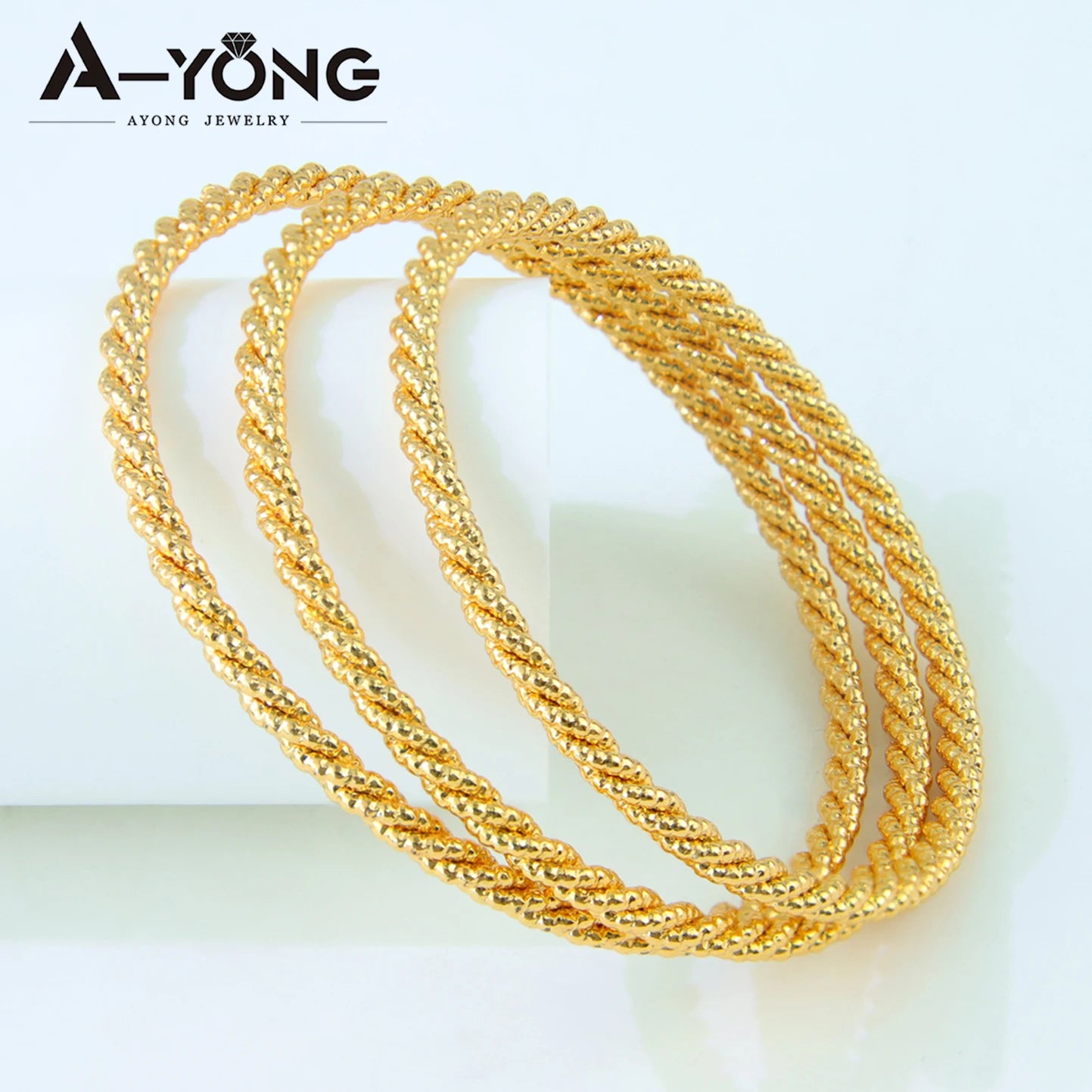 Nigeria Wedding Twist Rope Stackable Bracelet 21k