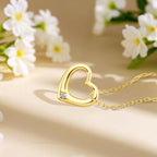 Pendentif Moissanite en forme de cœur, Or 14K, Léger