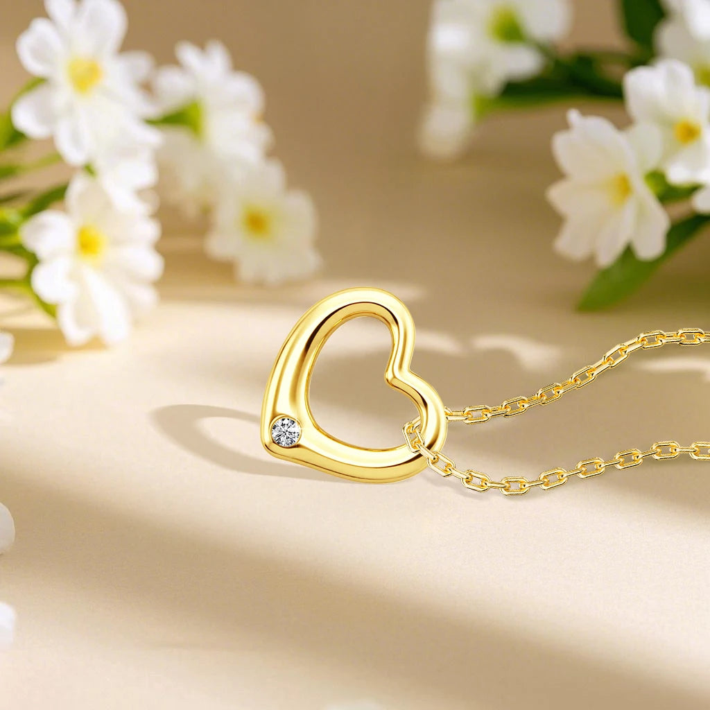 Love Shape Moissanite Pendant 14K Gold Lightweight