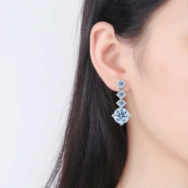NKHOG S925 Silver Moissanite Drop Earrings For Women