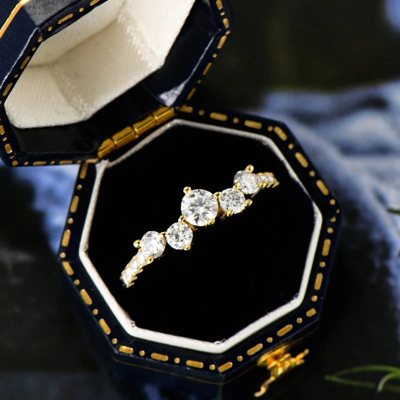 Anziw Real S925 Ring Cluster Moissanite Sterling