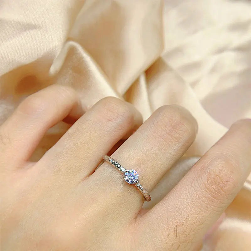 0.3ct Moissanite Ring for Women 18k White Gold.