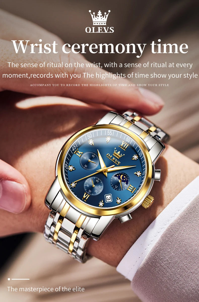 Olevs 2858 Men's Watches Stainless Steel Waterproo.