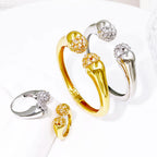 Damen Armband und Ring Set Luxus Goldfarbe