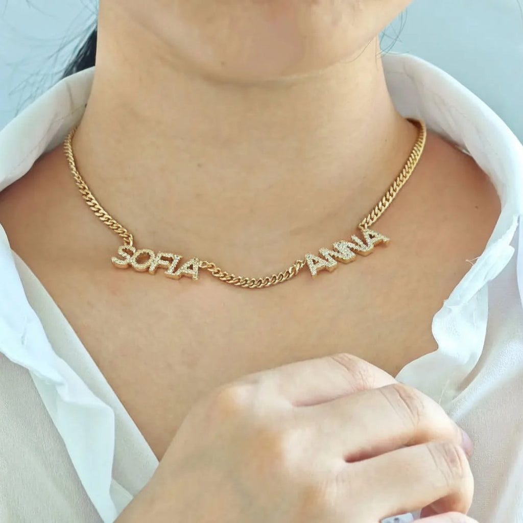 DOREMI 6MM/9MM Cz Names Necklace Jewelry Cuban Chain