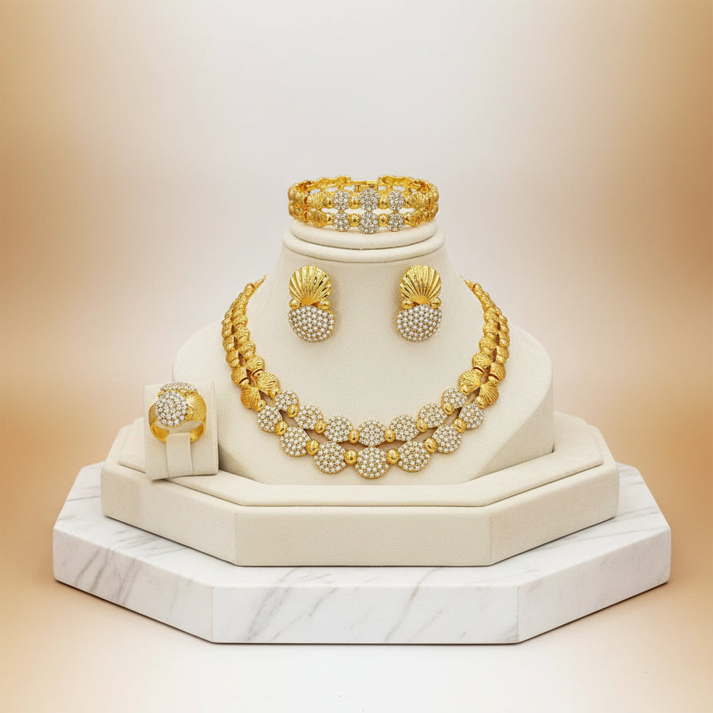 latest Italian Ladies Fine Jewelry Sets Gold Color