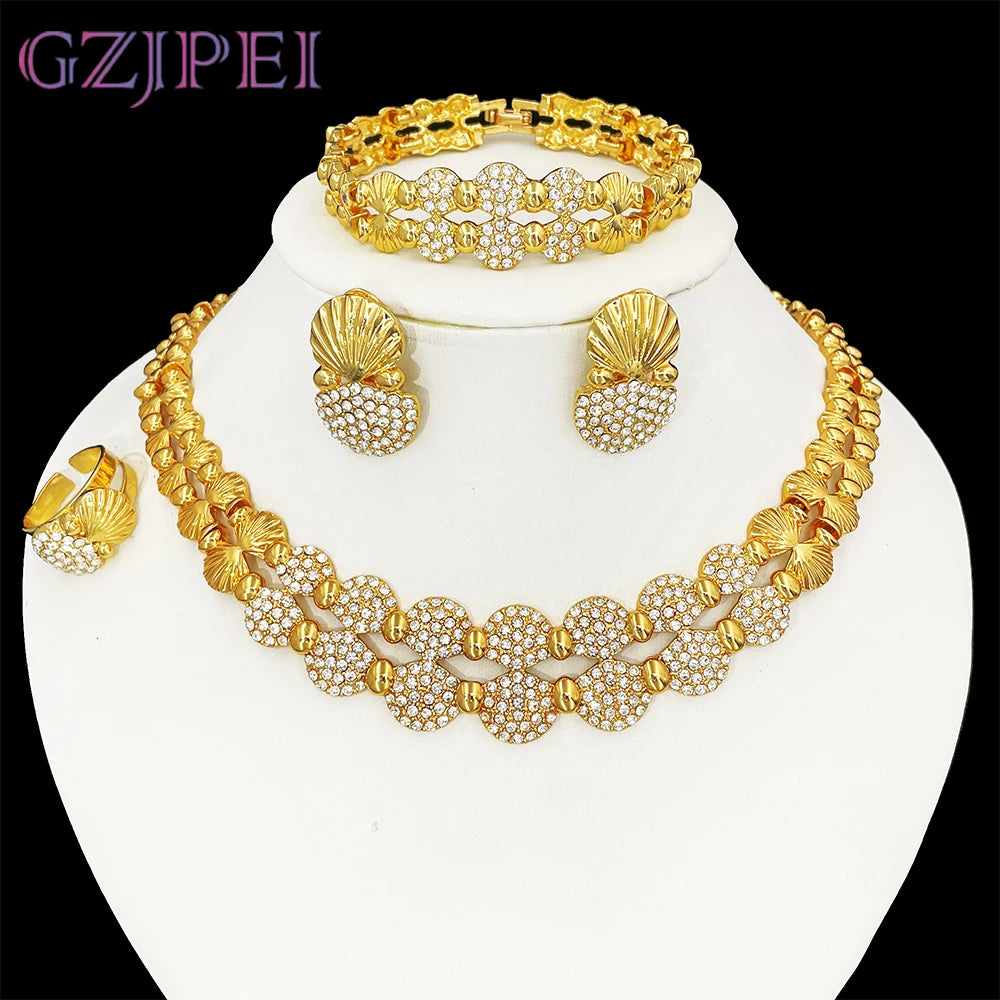 latest Italian Ladies Fine Jewelry Sets Gold Color