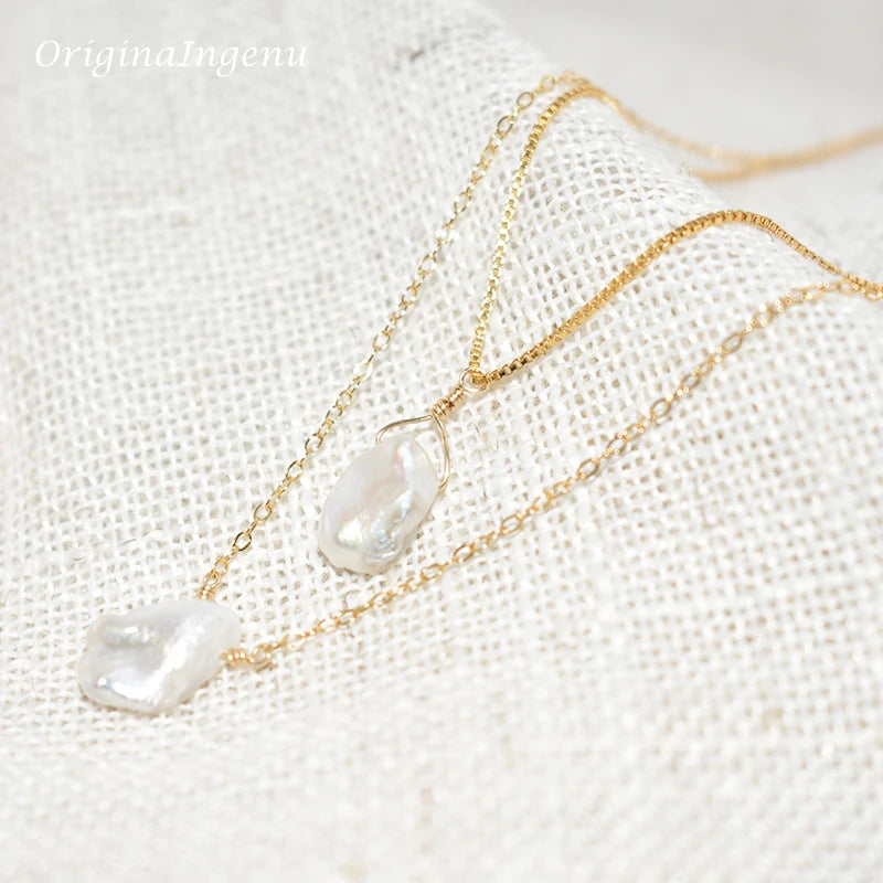 Natural Baroque Pearl Necklace Handmade Jewelry