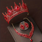 3Pcs Crystal Crown Necklace Earring Set Rhinestone