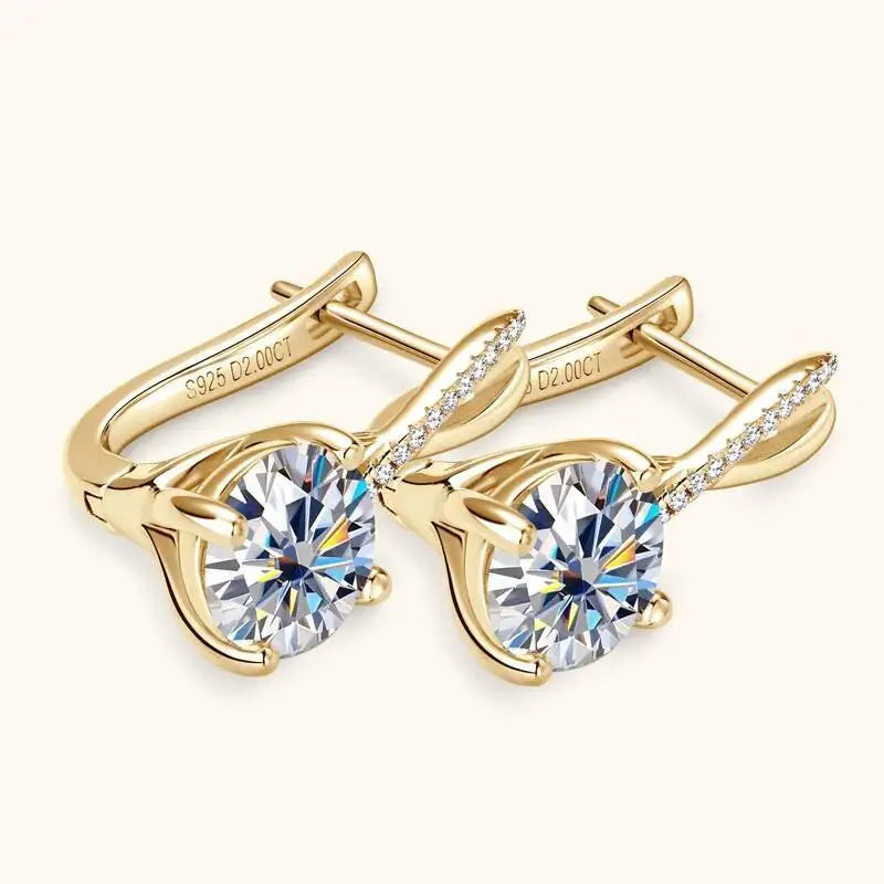 Taoyu D2.0CT Moissanite Drop Hie Earrings Real Silver