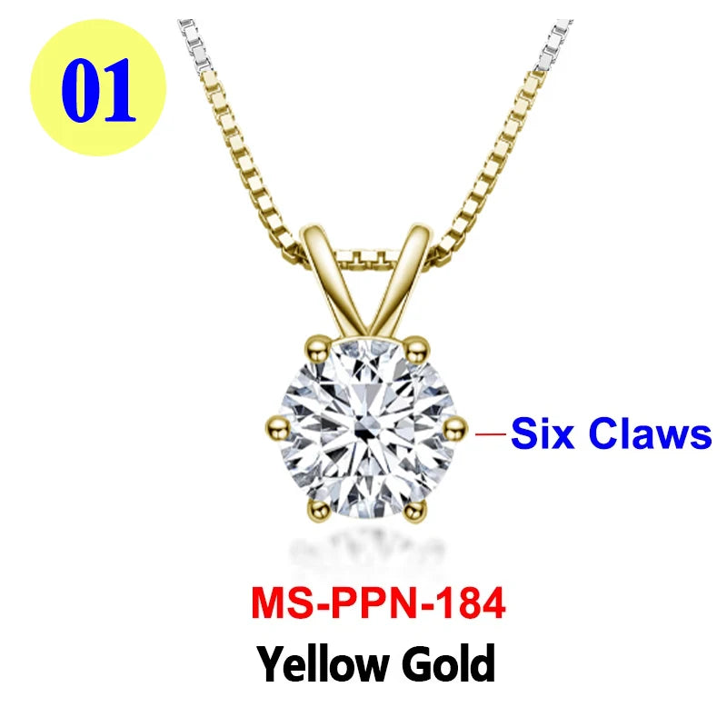 PureMax 1ct 2ct 3ct D Color VVS1 Moissanite Diamond - XL01-yellow / 2ct / 45cm-add box, XL01-yellow / 2ct / 45cm-add bag, XL01-yellow / 3ct / 45cm-add box, XL01-yellow / 3ct / 45cm-add bag, XL01-yellow / 1ct / 45cm-add box, XL01-yellow / 1ct / 45cm-add bag
