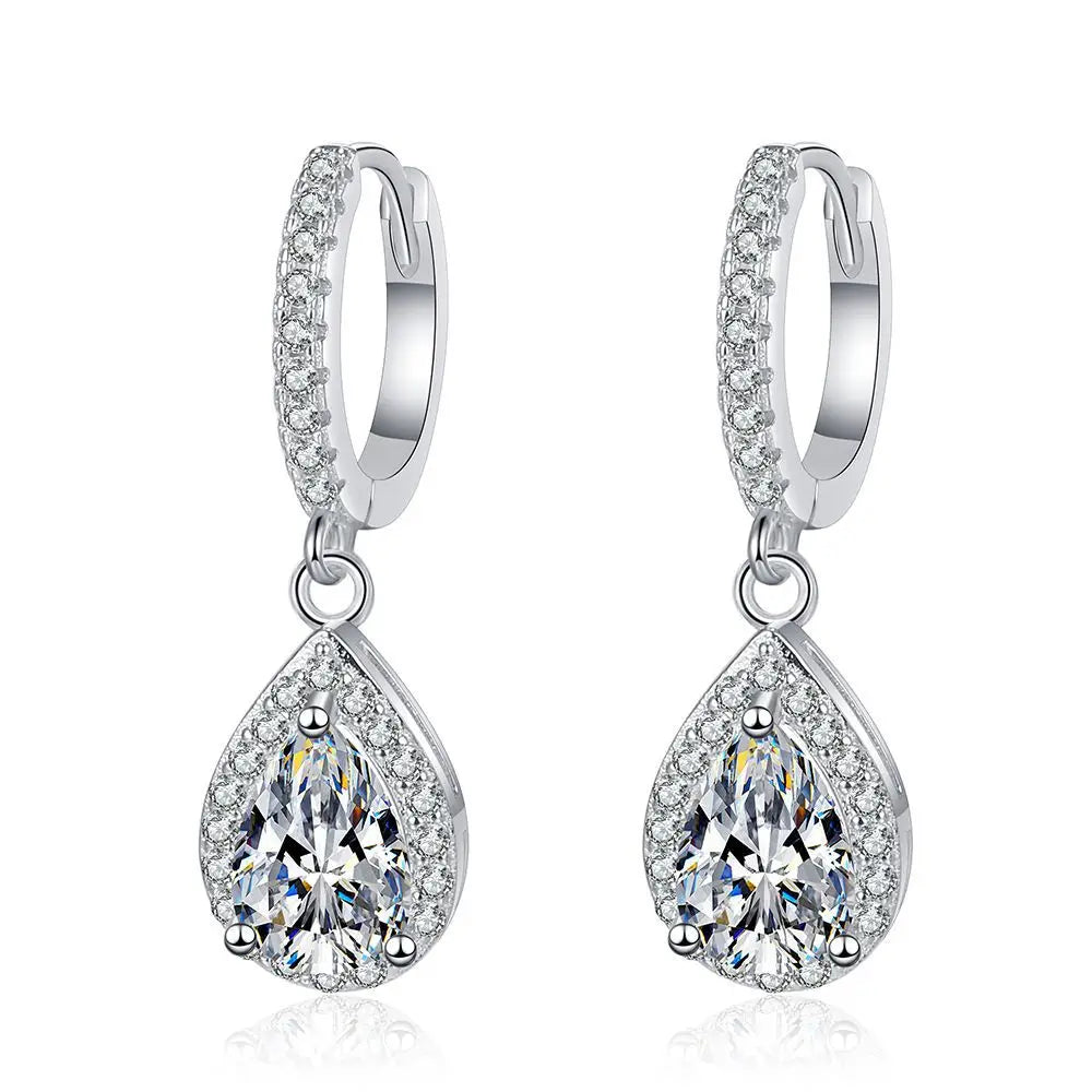 1carat Waterdrop Moissanite Hoop Earrings for