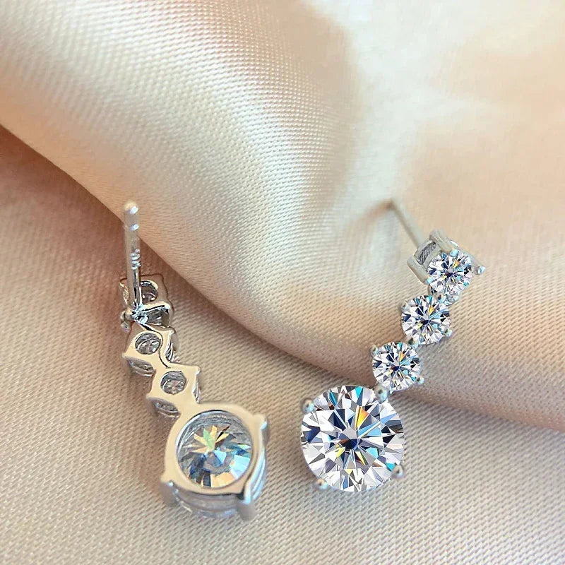 NKHOG S925 Silver Moissanite Drop Earrings For Women