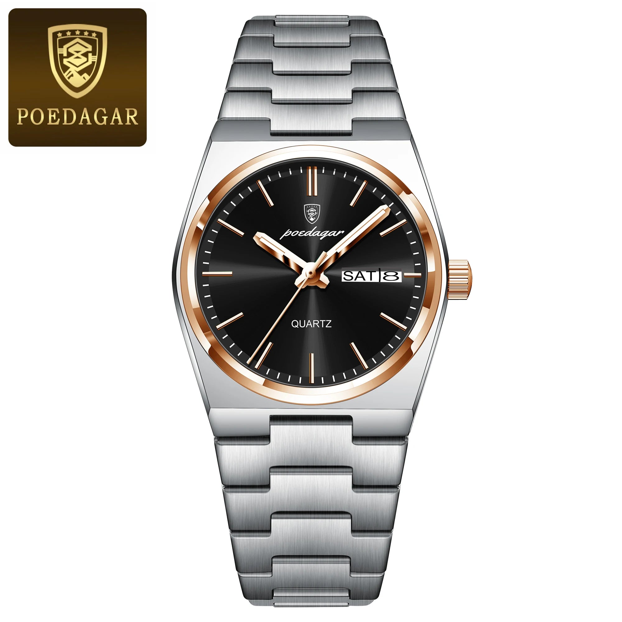 POEDAGAR Top Exquisite Woman Wristwatch Waterproof - 786 Rose Gold Black