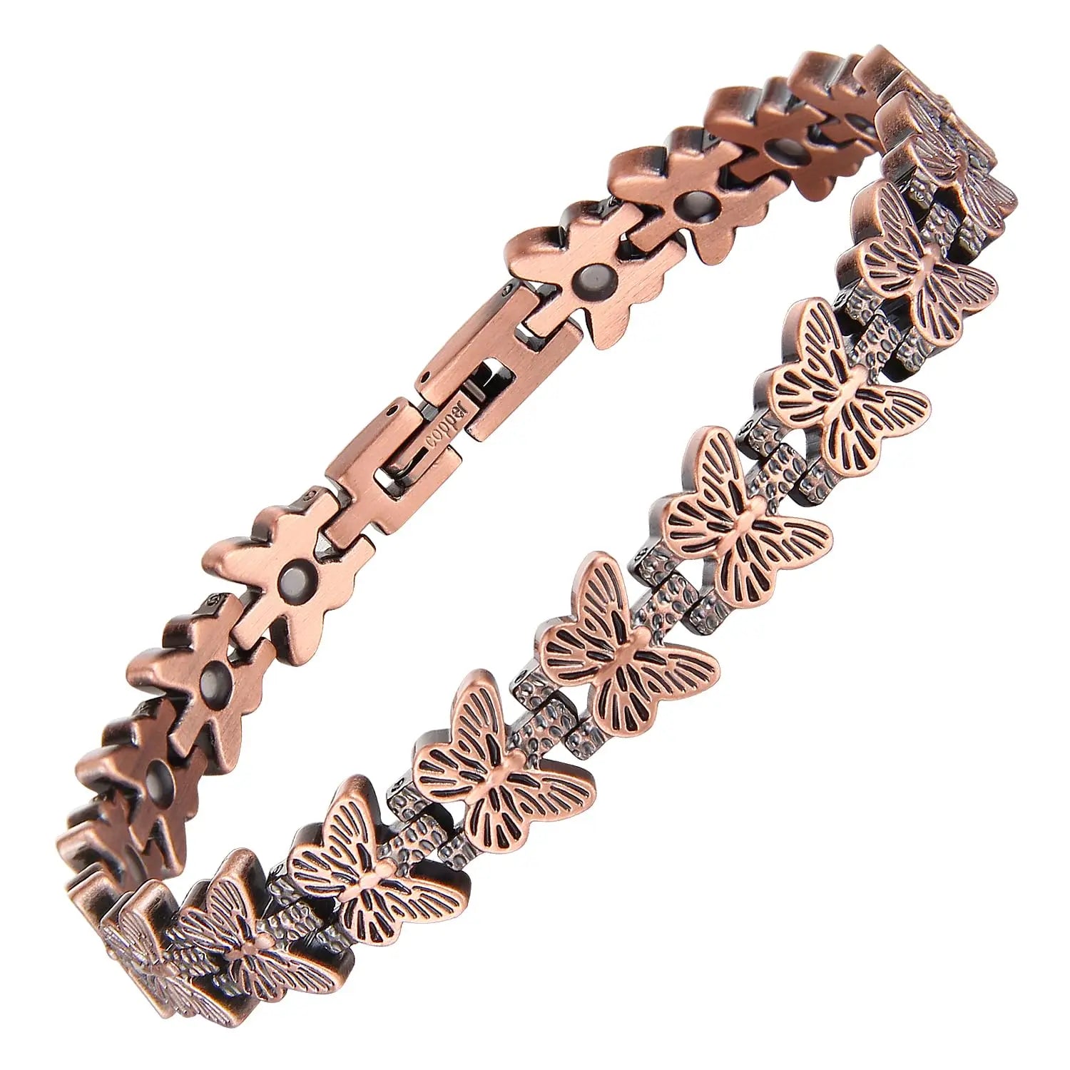 Premium Copper Bracelet for Men  Health with Grid - Copper Butterfly / United States