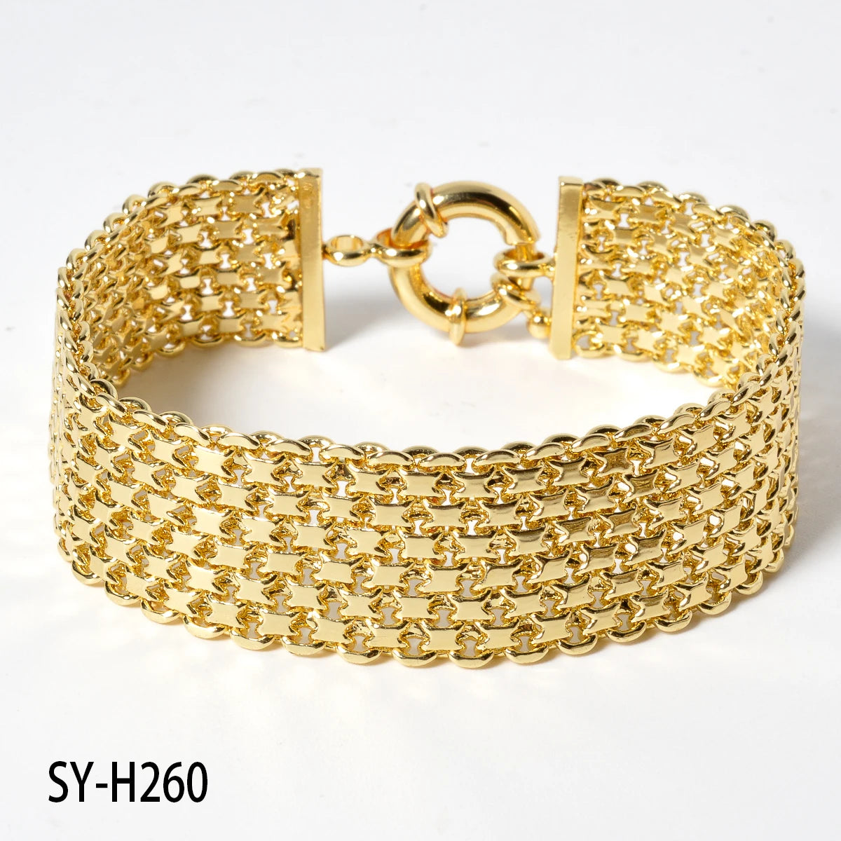 New 18MM wide copper chain bracelet unisex 18K gold - SY-H260-7in