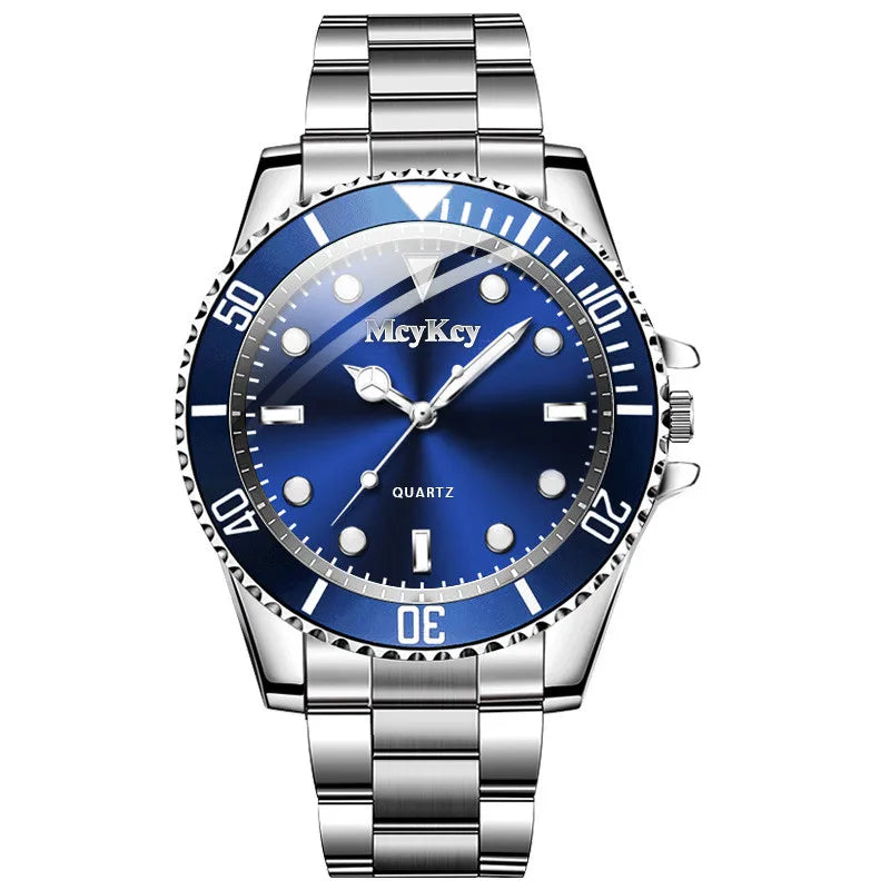Fashion Men Business Watches Stainless Steel Band Men - United States / Blue