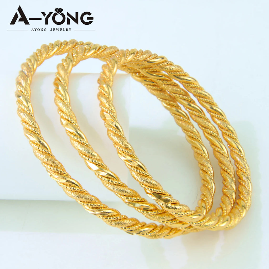 Nigeria Wedding Twist Rope Stackable Bracelet 21k